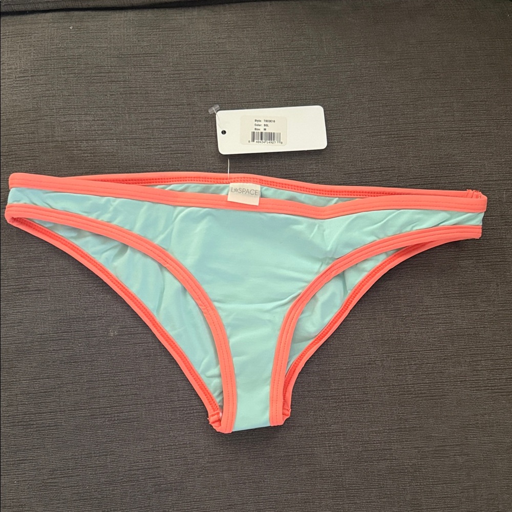 L*Space Bikini Bottom - Aqua and Coral